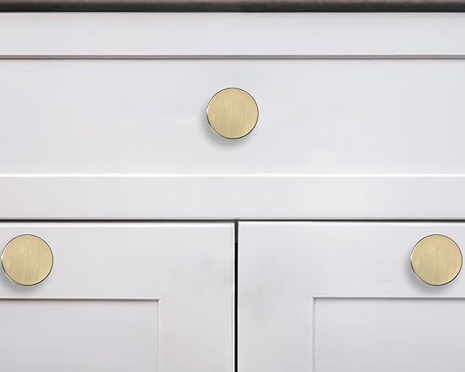 khtumeware 20 Pack Champagne Bronze Cabinet Knobs - 1-1/5 Inch Satin Brass Round Drawer Pulls for Kitchen Cabinet Hardware Dressers Knobs and Closets