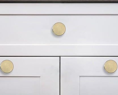 khtumeware 20 Pack Champagne Bronze Cabinet Knobs - 1-1/5 Inch Satin Brass Round Drawer Pulls for Kitchen Cabinet Hardware Dressers Knobs and Closets