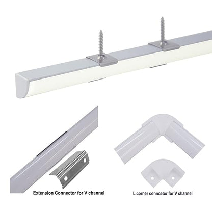 hunhun 20-Pack 3.3ft/1Meter V Shape LED Aluminum Channel System with Milky Cover, End Caps and Mounting Clips, Aluminum Profile for LED Strip Light Installations, Very Easy Installation