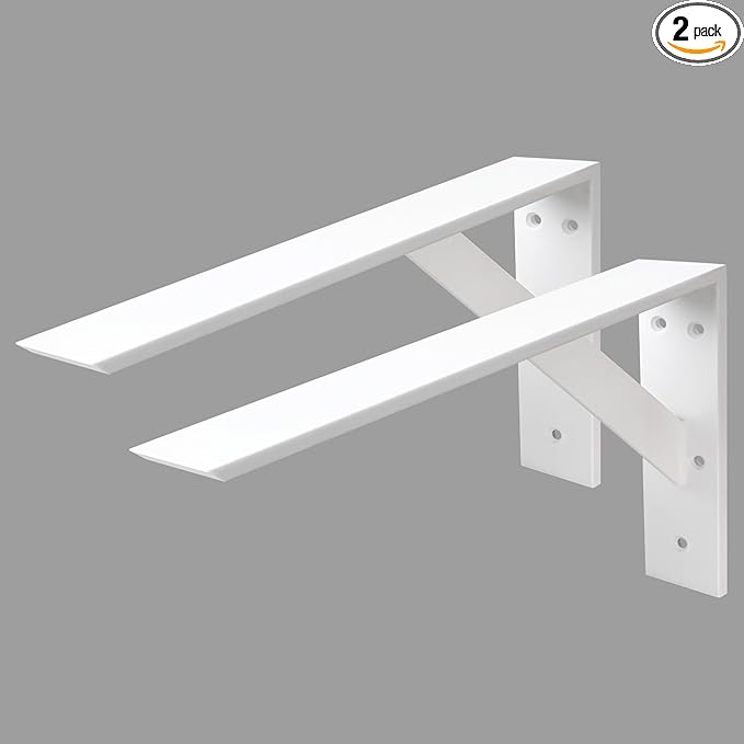 Countertop Support Bracket 20 Inch Heavy Duty Shelf Bracket 2 Pack 3/8" Thick White 20"x12"x2.5" for Granite Quartz Wood Laminate Countertops