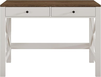 ChooChoo Computer Desk Study for Home Office, Modern Simple 40 Inches Desk with Drawers, Makeup Vanity Console Table, Soft White