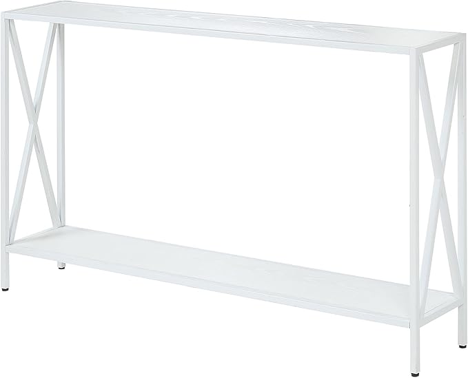 Convenience Concepts Tucson Console Table 47.25" - Modern Sofa Table with Storage Shelf, Entryway Hall Table for Living Room, White/White