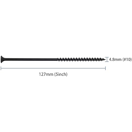 45pcs #10 × 5 inch High Hardness Drywall Screws, Black, Coarse Thread, Phillips Drive, Bugle Head, Black Wood Screws, Long Screws, Wood and More