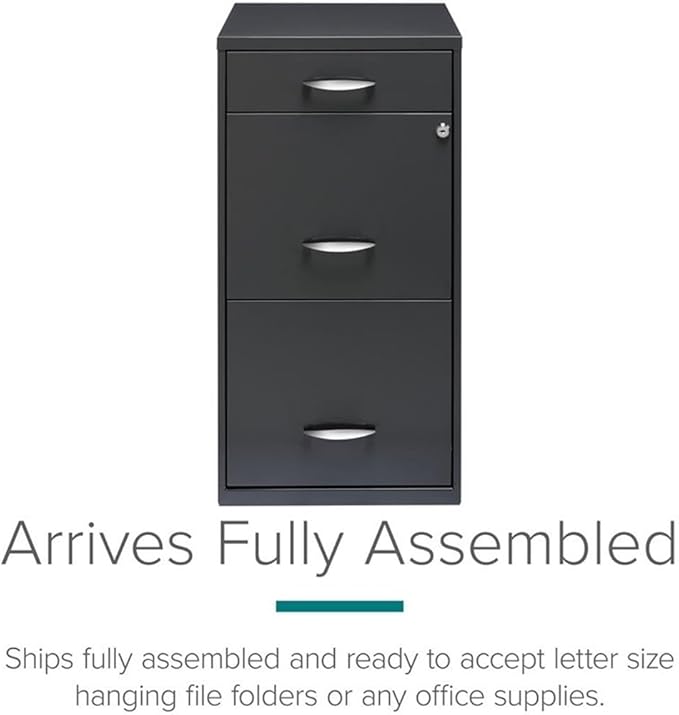Pemberly Row Set of 5 Contemporary 3-Drawer Metal File Cabinet in Charcoal
