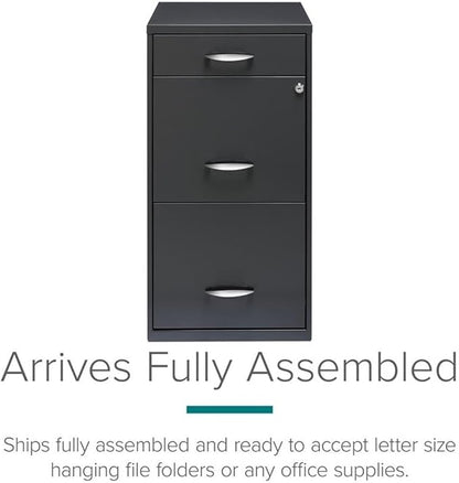 Pemberly Row Set of 5 Contemporary 3-Drawer Metal File Cabinet in Charcoal