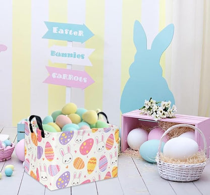 Easter Baskets for Kids Gift Easter Basket Empty Baby Basket for Boys and Girls Rectangular Toy Storage Bins Organizer Bin Box Cute Bunny Room Decor for Home(Bunny Egg)