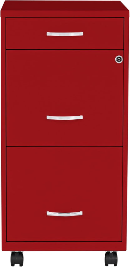LYS SOHO Box/File/File Mobile Red File Cabinet, 3 Drawer