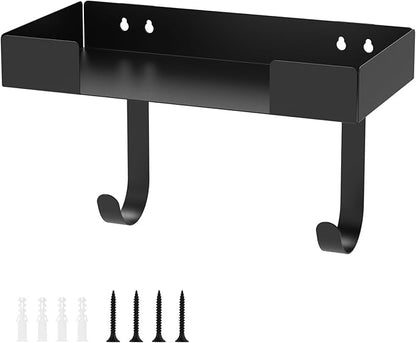 Ironing Board Holder, Wall Mount Ironing Board Hanger, Stainless Steel Iron Board Holder, Multipurpose Ironing Board Rack with Shelf and Removable Hooks, Storage Organization for Laundry Room Bathroom
