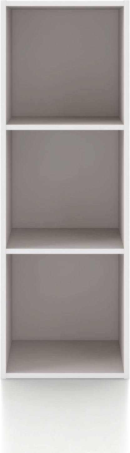 Homes: Inside + Out Apexa 3-Cube Storage Organizer Shelves, Stackable Wood Bookcase Fits Cubby Bins for Organization, Dorm Teen Room Decor & Home Office, Taupe Grey