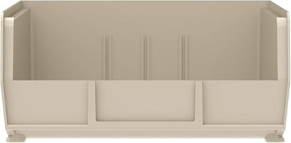 Akro-Mils 30235 AkroBins Plastic Storage Bins, Space-Saving Stackable Bins for Garage, Pantry, Craft Organization, 11" x 11" x 5", Stone, 6-Pack