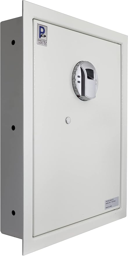 Protex Safe Fingerprint Wall Safe (FW-1814Z), fingerprint locking system, Burglary Resistant wall safe, digital electronic locking system, velvet interior, automatic door opening, 2 Removable shelves