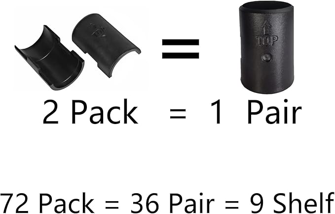 WAFJAMF 72 Pack Wire Shelving Shelf Lock Clips for 1" Post- 36 Pairs Shelving Sleeves Replacements for Wire Shelving System