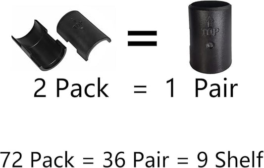 WAFJAMF 72 Pack Wire Shelving Shelf Lock Clips for 1" Post- 36 Pairs Shelving Sleeves Replacements for Wire Shelving System