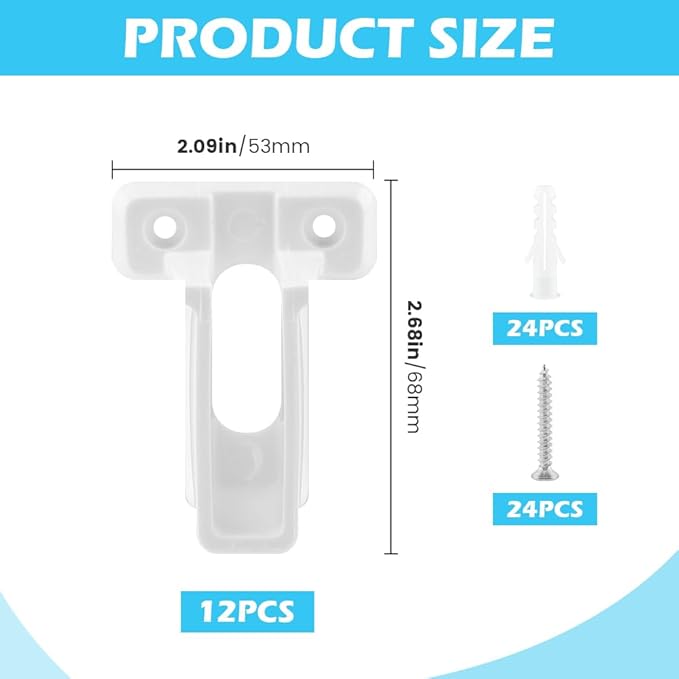 12 Pack Plastic Wire Shelf End Bracket, Wall Mount Closet Shelves Brackets with Screws and Fasteners for Corner Support and Shelving Organization