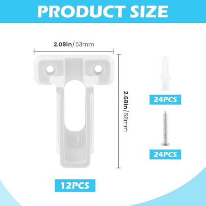 12 Pack Plastic Wire Shelf End Bracket, Wall Mount Closet Shelves Brackets with Screws and Fasteners for Corner Support and Shelving Organization