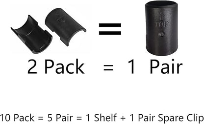 WAFJAMF 10 Pack Wire Shelving Shelf Lock Clips for 1" Post- 5 Pairs Shelving Sleeves Replacements for Wire Shelving System