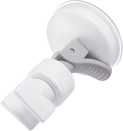 Zhehao Adjustable Shower Head Holder, Removable Suction Cup Shower Head Holder, No Drill Wall Mounted Suction Bracket with Chrome Polished for Marble Glass Metal Ceramic(1,Grey Wrench)