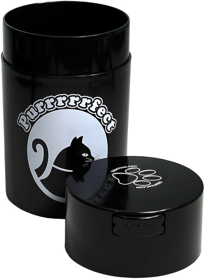 Tightpac America, Inc. Pawvac 6 Ounce Vacuum Sealed Pet Food Storage Container; Black Cap & Body/White Cat