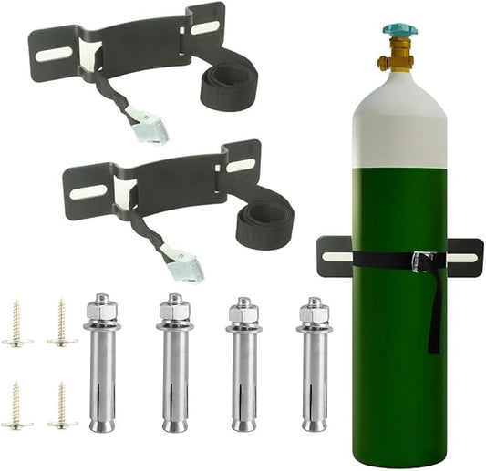 Cylinder Wall Mounted Bracket，Gas Cylinder Holder Wall-Mounted Bracket Propane Tank Bracket with Screws and Safety Belt(Black 2)