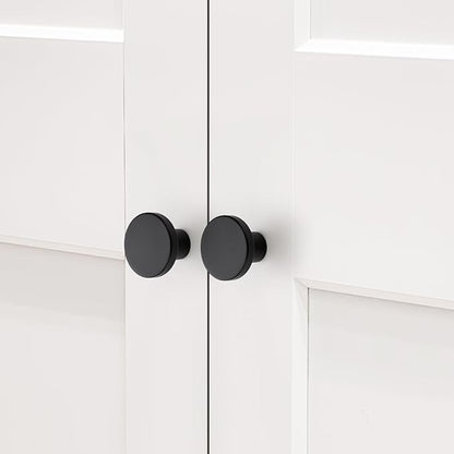 5 Pack Black Cabinet Knobs, 1-1/5 Inch Round Drawer Knobs for Kitchen Cabinets, Dressers & Closet Doors
