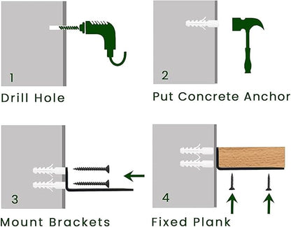 6 Pack Heavy Duty Shelf Brackets 12 inch, Floating Shelf Brackets(1/5”-Thick)