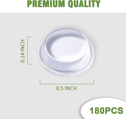 Super High Viscosity Cabinet Door Bumpers -180 pcs 1/2”Diameter Clear Adhesive Pads Glass Hardware Bumpers for Drawers, Glass Tops, Small Furniture(180pcs)