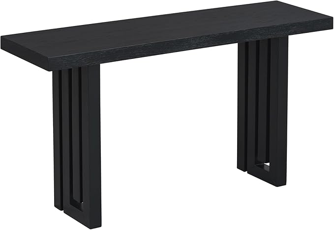 Uniquely Designed Oak Veneer Console Table, Modern Long Sofa Side Table with Distinctive Side Shapes, Suitable for Entryway, Hallway, Living Room, Foyer, Corridor,Easy Assembly (Black-41RT)