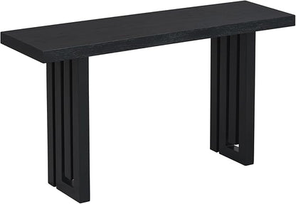 Uniquely Designed Oak Veneer Console Table, Modern Long Sofa Side Table with Distinctive Side Shapes, Suitable for Entryway, Hallway, Living Room, Foyer, Corridor,Easy Assembly (Black-41RT)