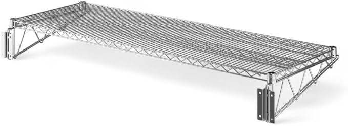 18" x 60" Chrome Wall-Mounted Wire Shelf with Epoxy Coating, Heavy-Duty Steel Storage Rack, NSF Certified, Easy Installation, Open Wire Design for Kitchen, Garage, or Utility Storage