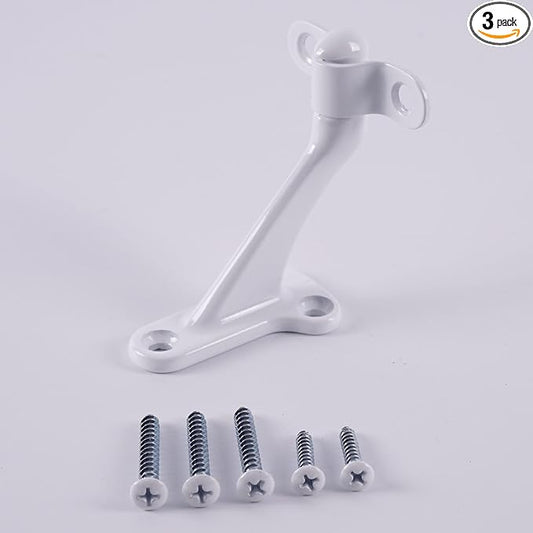 3 Pack White Glossy handrail Bracket,Handrail Stair Brackets 3" Heavy Duty Support Hardware Stairways, handrail Brackets for Indoor Stairs with Screws,Stair Railing Bracket Railing Bracket