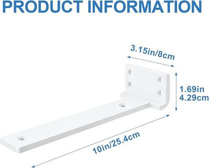 Heavy Duty Shelf Brackets, Floating Shelf Bracket 10 inch 4 Pack L Brackets for Shelves White Metal Support Bracket for DIY Decorative with Screws