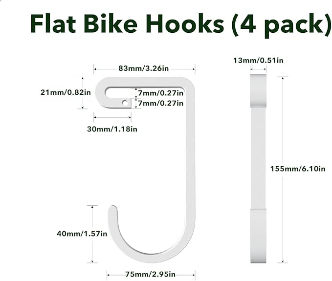 Thickened Hooks for Overhead Storage Racks,Garage Hooks for Ceiling,Add-On Storage Hook for Garage Ceiling Rack Wall Shelving,Heavy Duty Hanging Bike Hooks, Bike Hangers Bicycle Hooks 4 Pack, White