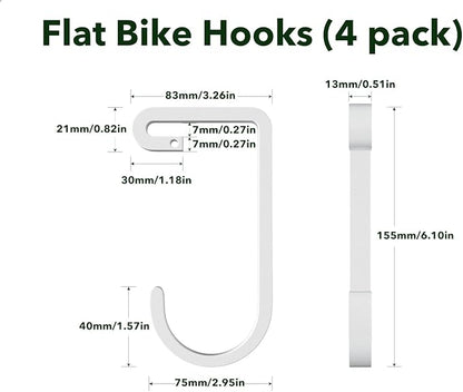 Thickened Hooks for Overhead Storage Racks,Garage Hooks for Ceiling,Add-On Storage Hook for Garage Ceiling Rack Wall Shelving,Heavy Duty Hanging Bike Hooks, Bike Hangers Bicycle Hooks 4 Pack, White