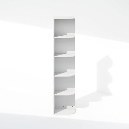 Furinno Reed Corner Shelf, 5-Tier Corner Bookshelf, Book Shelf, Corner Shelves, Storage Rack, for Organization and Storage, Home Office, Living Room, White