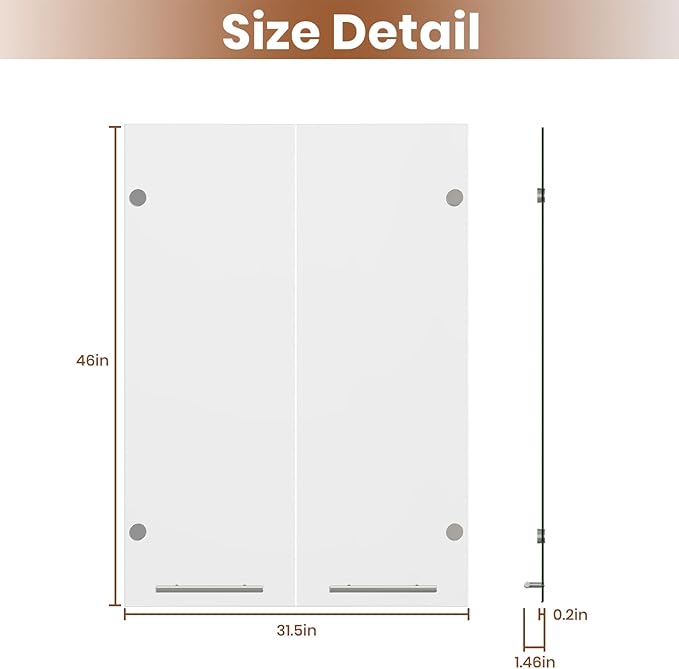 ROOMTEC Modular Closet System Glass Door Pair Set, Clear Frameless Tempered Glass Panels, Add-On for Double Hanging Units, 39.37" H × 31.5" W
