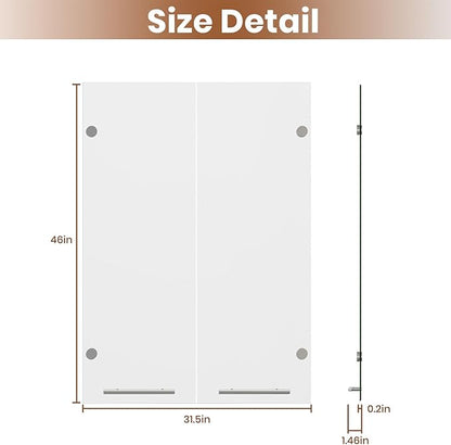 ROOMTEC Modular Closet System Glass Door Pair Set, Clear Frameless Tempered Glass Panels, Add-On for Double Hanging Units, 39.37" H × 31.5" W