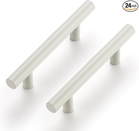 Ravinte 24 Pack | 5 Inch Cabinet Pulls White Stainless Steel Kitchen Drawer Pulls Cabinet Handles 5 InchLength, 3 Inch Hole Center