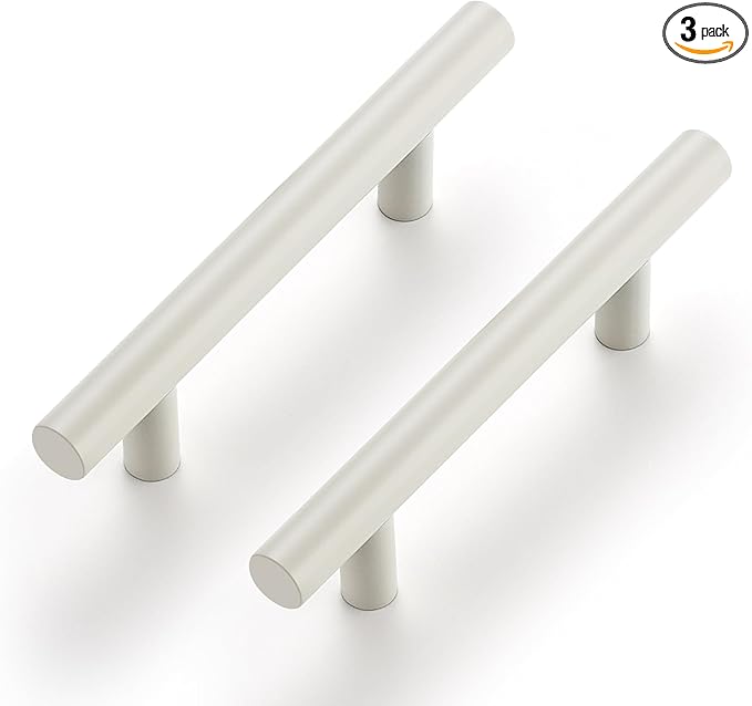 Ravinte 3 Pack | 5 Inch Cabinet Pulls White Stainless Steel Kitchen Drawer Pulls Cabinet Handles 5 InchLength, 3 Inch Hole Center
