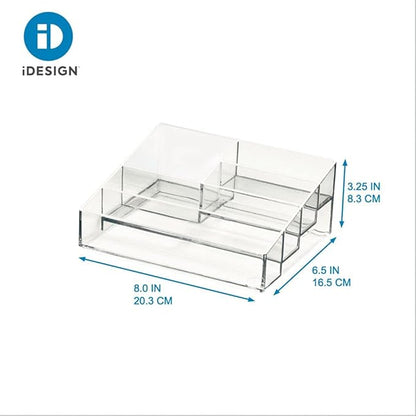iDesign The Sarah Tanno Collection Plastic Cosmetics and Nail Polish Organizer, 5- Compartment, Clear