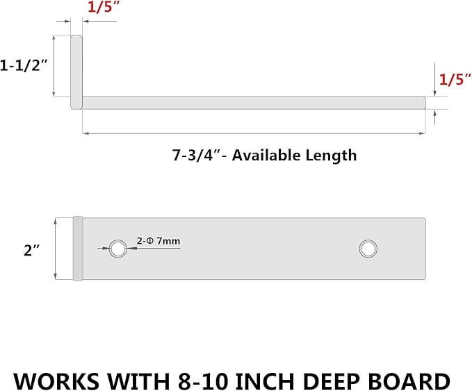 6-Pack 8 Inch Floating Shelf Brackets, Heavy Duty Hidden Shelves Bracket for Kitchen, Nursery, Black Powder Coated Steel
