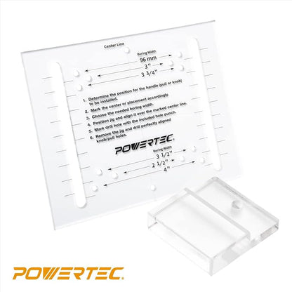 POWERTEC Cabinet Hardware Jig w/Center Punch, T Track & Stop Block, Drawer Jig for Installing Pulls, Knobs, Handle on Cabinet & Drawer, Woodworking Tools for Cabinet Handles Installation (71376)