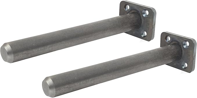 Floating Shelf Bracket Pair - 2 Inch Hidden Shelf Brackets, 150 LB Weight Capacity, Supports Wall Mounted Floating Shelves of Any Length, 3/4 Inch Industrial Solid Steel Support Rods Walnut Wood Works