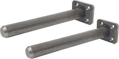 Floating Shelf Bracket Pair - 2 Inch Hidden Shelf Brackets, 150 LB Weight Capacity, Supports Wall Mounted Floating Shelves of Any Length, 3/4 Inch Industrial Solid Steel Support Rods Walnut Wood Works