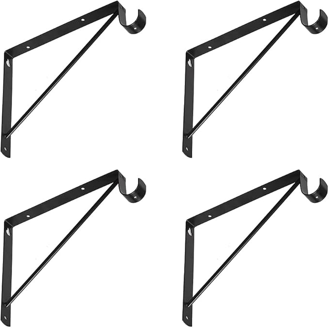 Shelf and Rod Brackets, Wall Mounted Shelf Supports White,SRB300-parent (Black 4 Pack)