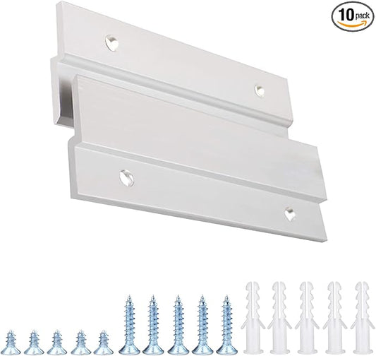 French Cleat Picture Hanger, Aluminum Z Hanger Interlocking Wall Mounting Bracket Hardware Kit Z Clips for Hanging Wall Painting, Mirrors, Panels, Artwork, Cabinet, Whiteboard (4inch-10Pairs)