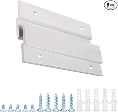 French Cleat Picture Hanger, Aluminum Z Hanger Interlocking Wall Mounting Bracket Hardware Kit Z Clips for Hanging Wall Painting, Mirrors, Panels, Artwork, Cabinet, Whiteboard (4inch-8Pairs)