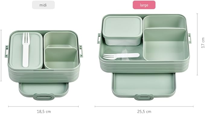 Mepal Bento Box Large - Lunch Box with Bento Box - for 4 Sandwiches or 8 Slices of Bread - Lunch Box for Sandwiches, Small Snacks & Left Overs - Lunch Box Adults - Vivid Mauve