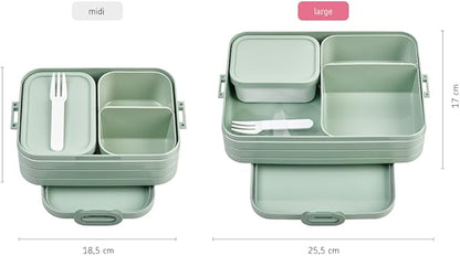 Mepal Bento Box Large - Lunch Box with Bento Box - for 4 Sandwiches or 8 Slices of Bread - Lunch Box for Sandwiches, Small Snacks & Left Overs - Lunch Box Adults - Vivid Mauve