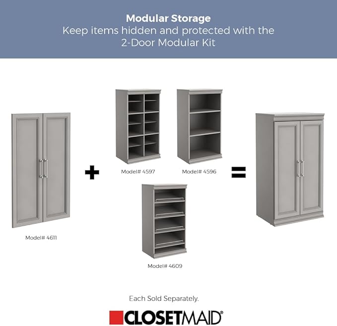 ClosetMaid Modular Storage Shelf Unit with Angled Shoe Shelves, Taupe