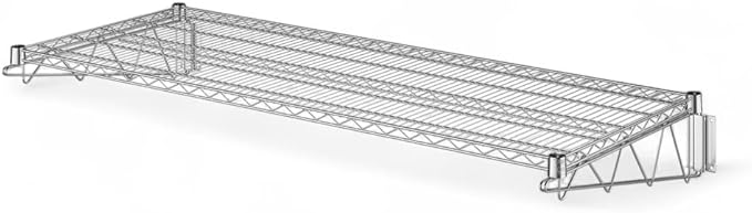 24" x 60" Chrome Wall-Mounted Wire Shelf with Epoxy Coating, Heavy-Duty Steel Storage Rack, NSF Certified, Easy Installation, Open Wire Design for Kitchen, Garage, or Utility Storage